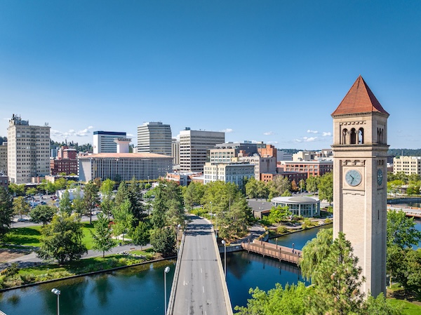 Downtown Spokane am Fluss