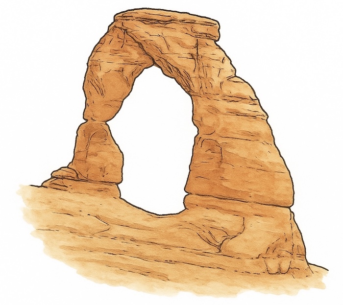Illustration eines Steinbogens in der Felslandschaft bei Moab in Utah