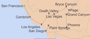 Palmen, Wüsten und Canyons